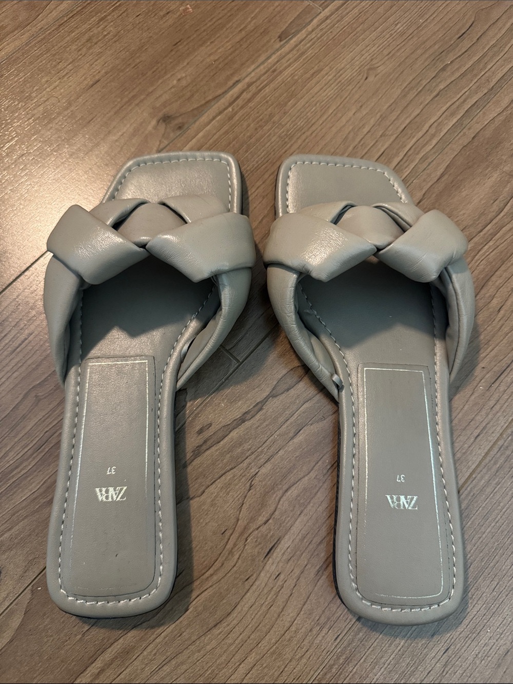 Zara Braided Slide Sandals in sage